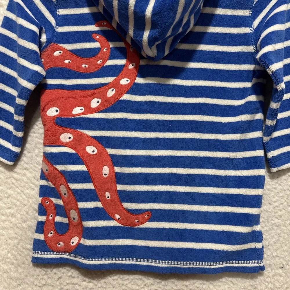 Mini Boden Appliqué Towelling Size 2-3YRS Throw-on Cabana Blue/Ivory Octopus NWT